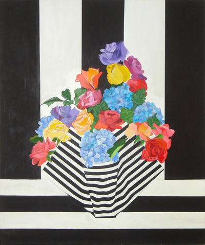 Bouquet in Stripe Vase